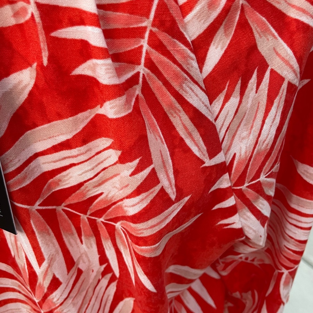 Jones New York Orange  and White Leaf Print Blouse - Picture 9 of 10
